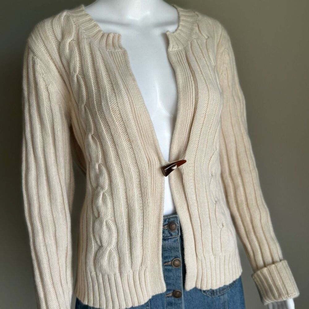 J. McLaughlin Wool Angora Cable Knit Sweater With Tusk Closure